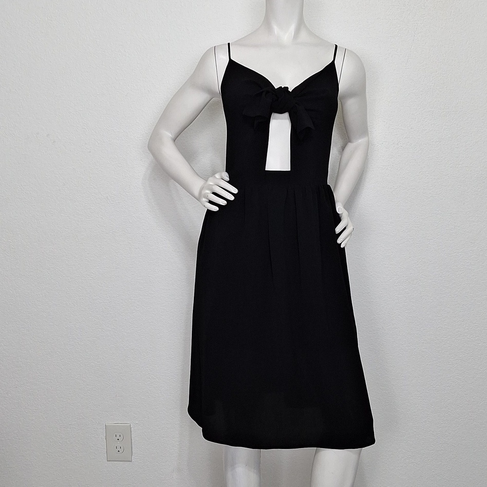 Free Press Black Spaghetti Strap Front Bow Midi Dress Size M